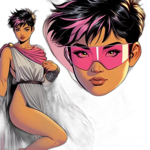 comic book art, concept art, fantasy art, cartoon, pastel, colorful, neon, female transparent PNG cut-out