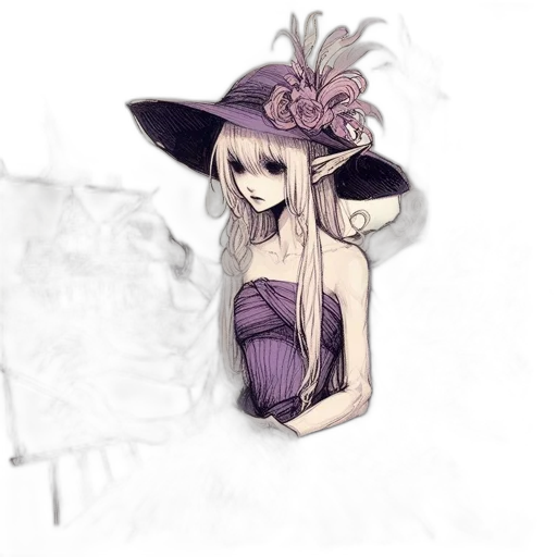 dress, hat, mask, flower, fantasy art, concept art, pixel art, watercolor transparent PNG cut-out