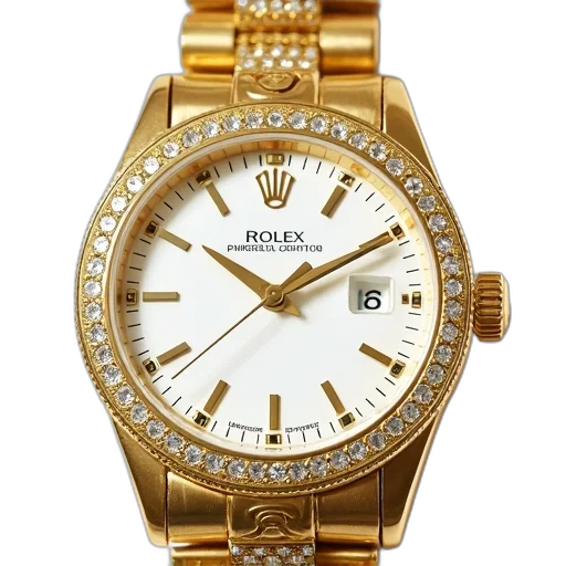 jewelry, golden, wristwatch, white, dial, gold, hands, date transparent PNG cut-out