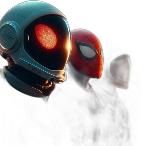 robot, mask, concept art, 3d render, comic book art, fantasy art, outer space, fog transparent PNG cut-out