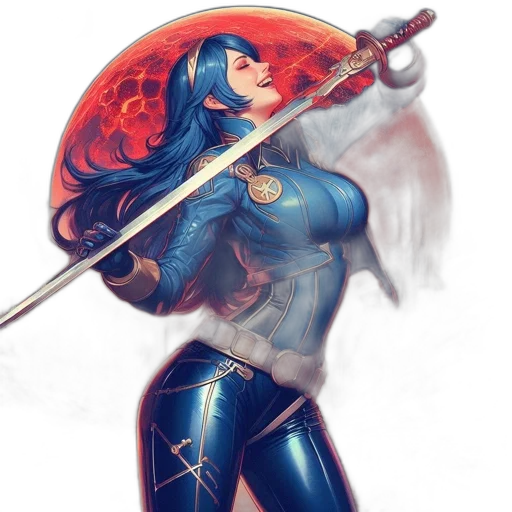 sword, weapon, comic book art, fantasy art, concept art, watercolor, blue, future transparent PNG cut-out