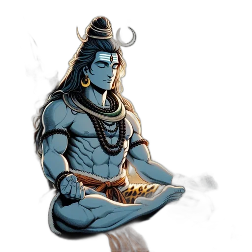 staff, concept art, fantasy art, pencil sketch, cartoon, blue, blue-skinned, meditating transparent PNG cut-out