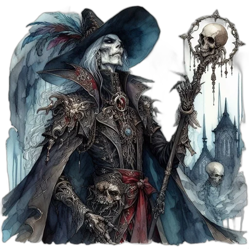 staff, mask, concept art, fantasy art, comic book art, watercolor, dark, monochrome transparent PNG cut-out