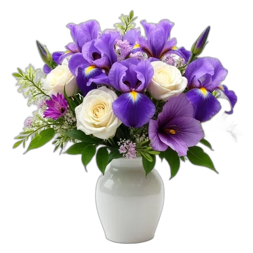 flower, crown, photorealistic, vibrant, bouquet, flowers, white, vase transparent PNG cut-out