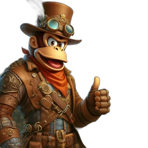 hat, staff, concept art, 3d render, photorealistic, fantasy art, anthropomorphic, monkey transparent PNG cut-out