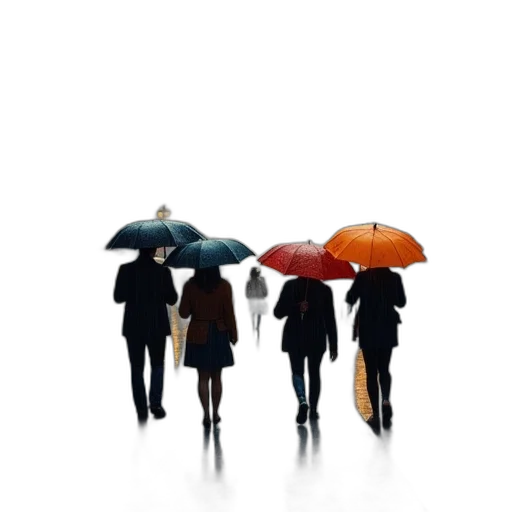 umbrella, staff, jacket, photorealistic transparent PNG cut-out