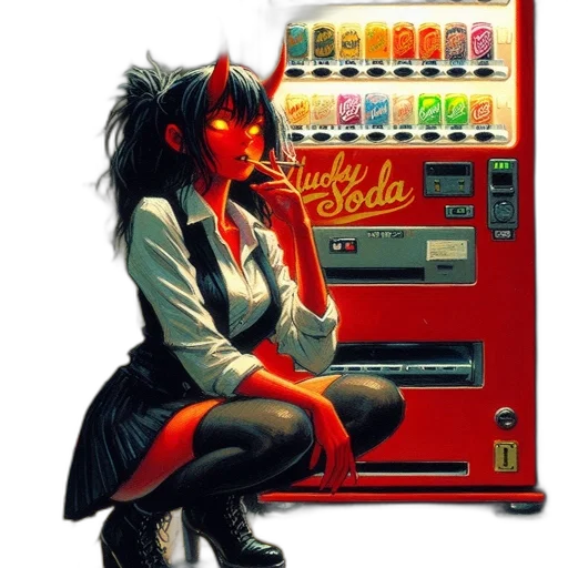 robot, food, jacket, cyberpunk, comic book art, concept art, anime, neon lights transparent PNG cut-out