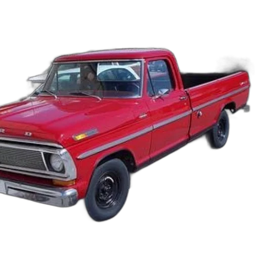 car, photorealistic, classic, red, ford, pickup, truck, parked transparent PNG cut-out