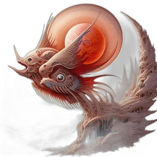 dragon, creature, mask, animal, fantasy art, concept art, photorealistic, 3d render transparent PNG cut-out