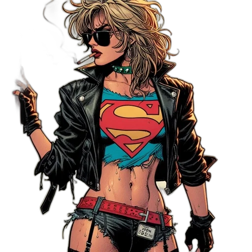 jacket, comic book art, concept art, cartoon, cyberpunk, woman, donning, black transparent PNG cut-out