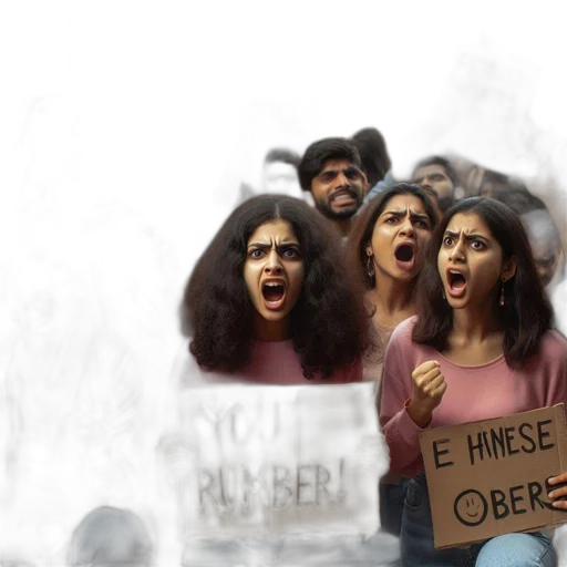 concept art, watercolor, people, gather, outside, bearing, placards, conveying transparent PNG cut-out