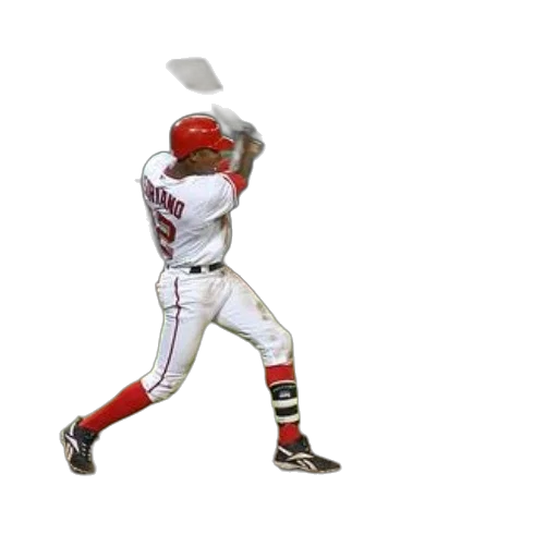 weapon, 3d render, baseball, player, red, white, uniform, swinging transparent PNG cut-out