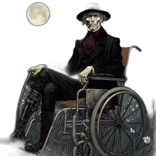 robot, staff, mask, concept art, comic book art, fantasy art, watercolor, elderly transparent PNG cut-out