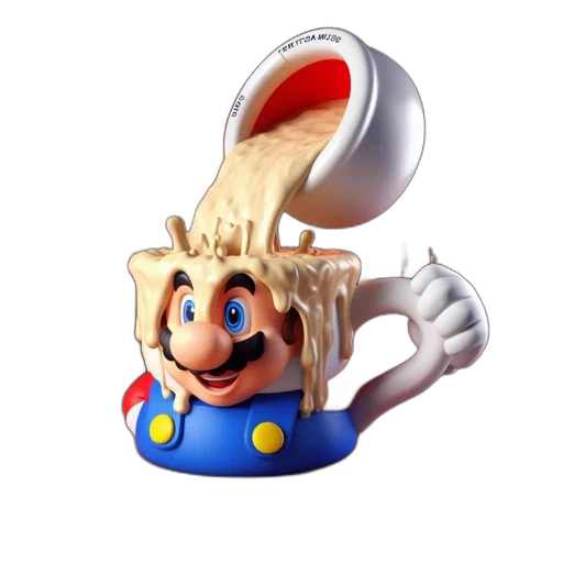 crown, hat, mask, food, 3d render, concept art, pixel art, mario transparent PNG cut-out