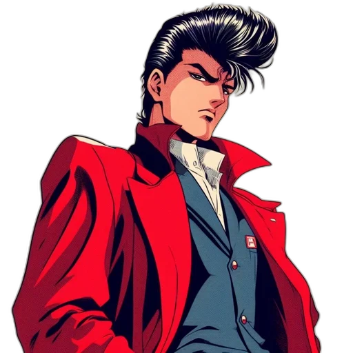 jacket, comic book art, concept art, cartoon, anime, red, animated, figure transparent PNG cut-out