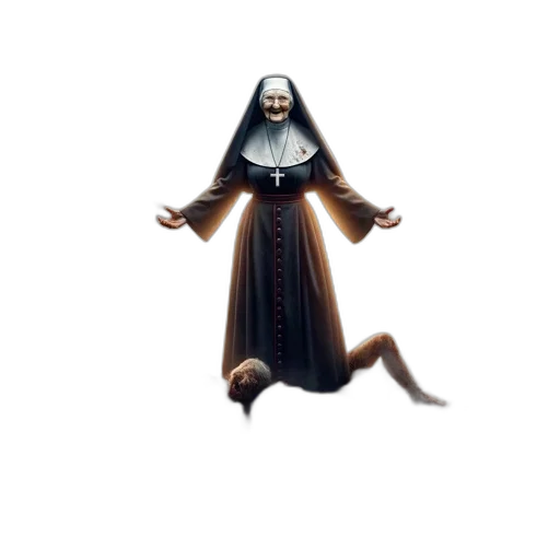 creature, staff, animal, dress, 3d render, concept art, pixel art, nun transparent PNG cut-out