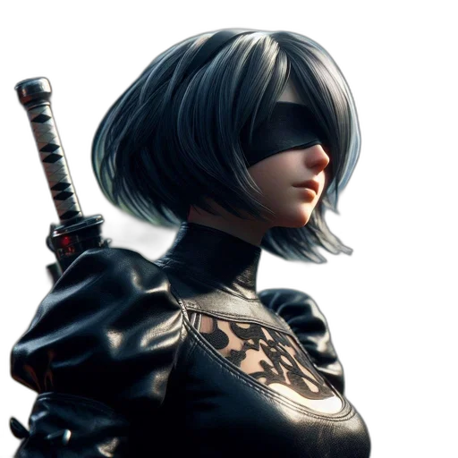 weapon, mask, sword, face, concept art, 3d render, fantasy art, cyberpunk transparent PNG cut-out