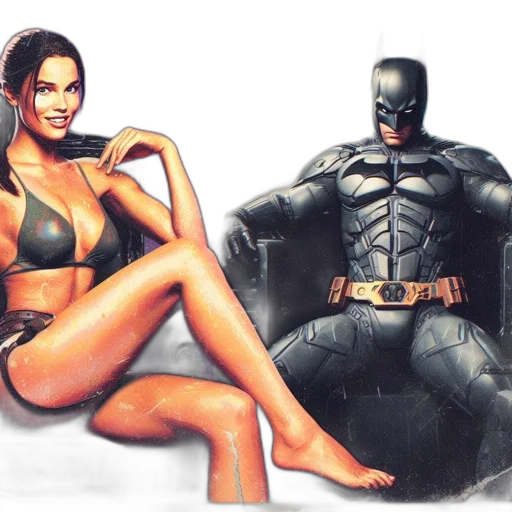 comic book art, concept art, photorealistic, watercolor, two, distinct, figures, composed transparent PNG cut-out