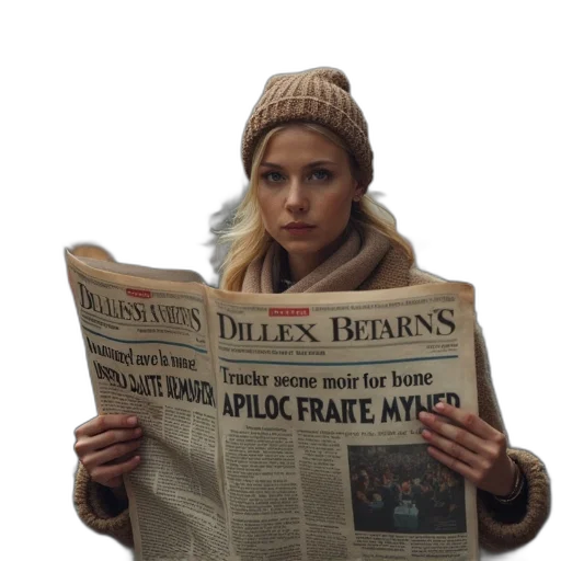 hat, newspaper, person, news transparent PNG cut-out