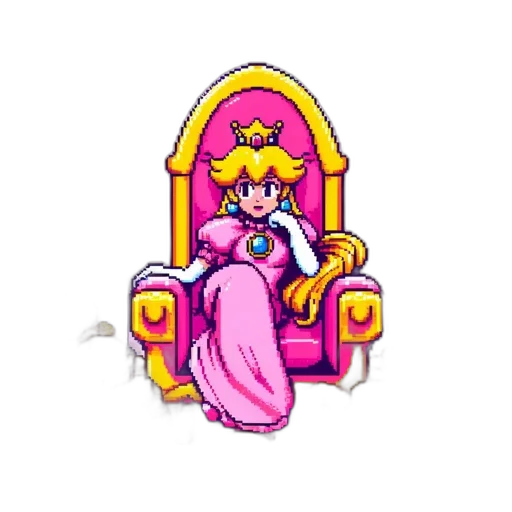 crown, furniture, dress, staff, pixel art, vaporwave, concept art, fantasy art transparent PNG cut-out