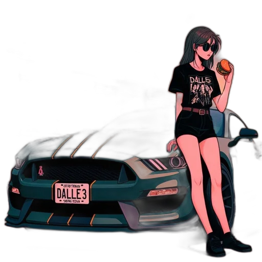 car, weapon, anime, concept art, cartoon, pixel art, city street, neon lights transparent PNG cut-out