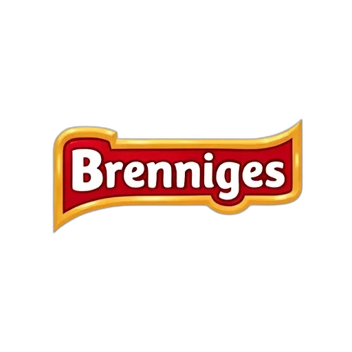 food, bottle, stylized, logo, word, brenniges, red, white transparent PNG cut-out