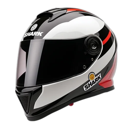 3d render, photorealistic, close-up, image, motorcycle, helmet, black, white transparent PNG cut-out