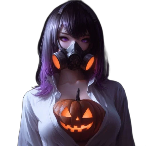 mask, face, concept art, fantasy art, pixel art, anime, dark, monochrome transparent PNG cut-out