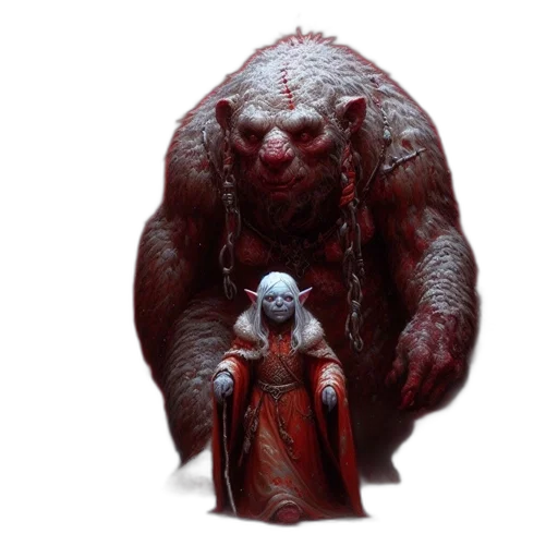 creature, animal, staff, concept art, fantasy art, 3d render, pixel art, red transparent PNG cut-out