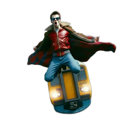 robot, jacket, concept art, 3d render, cartoon, cyberpunk, man, red transparent PNG cut-out