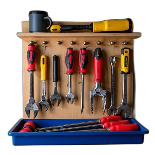 staff, weapon, well-organized, tool, rack, various, tools, neatly transparent PNG cut-out
