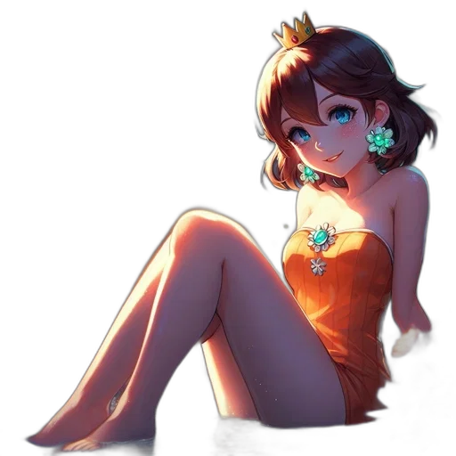 crown, dress, jewelry, creature, concept art, anime, pixel art, fantasy art transparent PNG cut-out