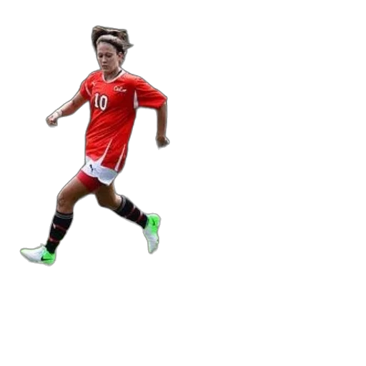 3d render, photorealistic, concept art, cartoon, female, soccer, player, red transparent PNG cut-out