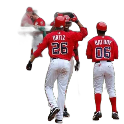 baseball, player, wearing, number, high, fives, another transparent PNG cut-out