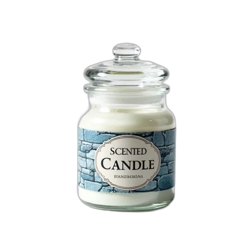 bottle, clear, glass, jar, smooth, rounded, lid, label transparent PNG cut-out