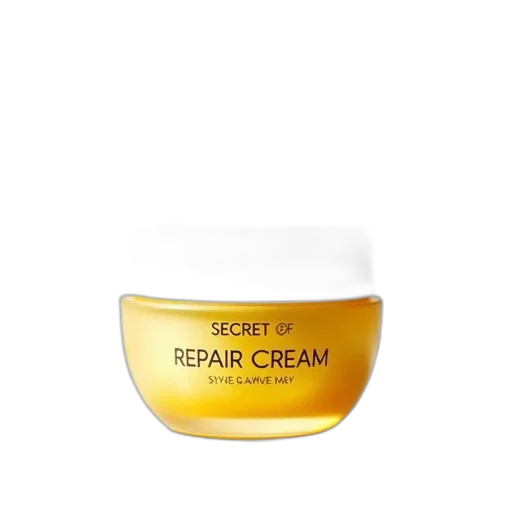 white, yellow, jar, secret, days, repair, cream, label transparent PNG cut-out