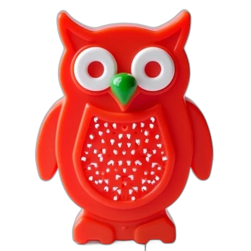 jewelry, 3d render, red, white, plastic, owl-shaped, kitchen, grater transparent PNG cut-out