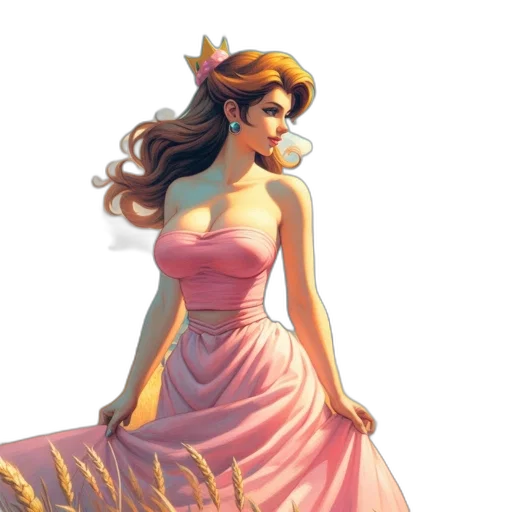 dress, crown, concept art, fantasy art, 3d render, photorealistic, pastel, golden transparent PNG cut-out