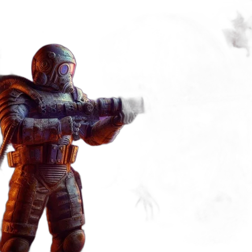 weapon, concept art, 3d render, fantasy art, pixel art, outer space, fog, fire transparent PNG cut-out