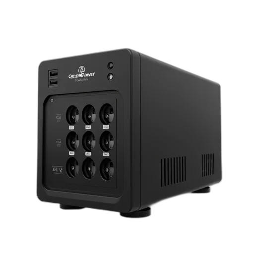 3d render, black, cyberpower, cp1500avr, 1500va, 120v, outlet, ups transparent PNG cut-out