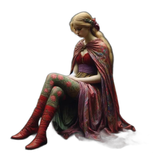 dress, concept art, fantasy art, comic book art, pixel art, red, woman, green transparent PNG cut-out