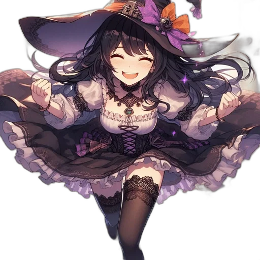 hat, dress, crown, staff, anime, fantasy art, concept art, pixel art transparent PNG cut-out