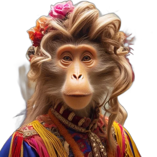 animal, mask, face, hair, photorealistic, elaborately, costumed, monkey transparent PNG cut-out