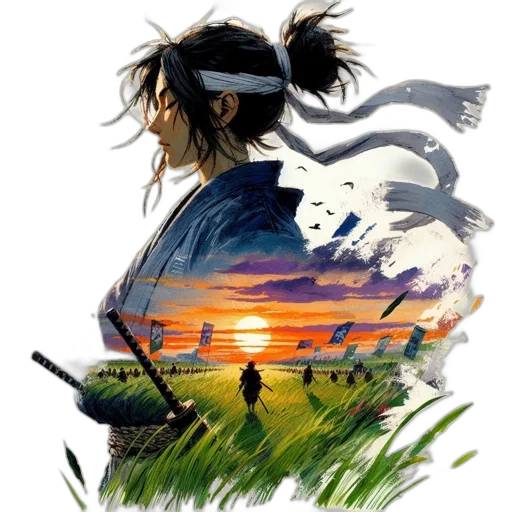 sword, weapon, staff, concept art, fantasy art, anime, watercolor, sunset transparent PNG cut-out