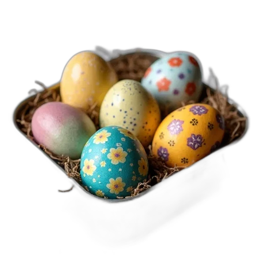 jewelry, photorealistic, 3d render, collection, variously, colored, patterned, easter transparent PNG cut-out