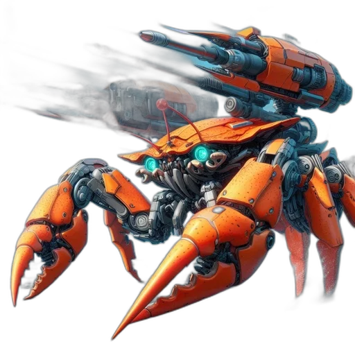 weapon, robot, dragon, concept art, 3d render, fantasy art, photorealistic, orange transparent PNG cut-out