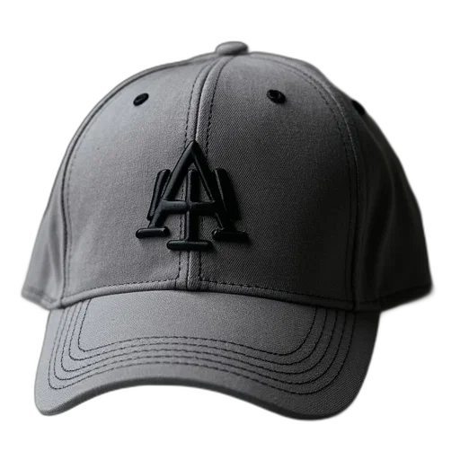 hat, crown, 3d render, close, gray, black, leather, logo transparent PNG cut-out