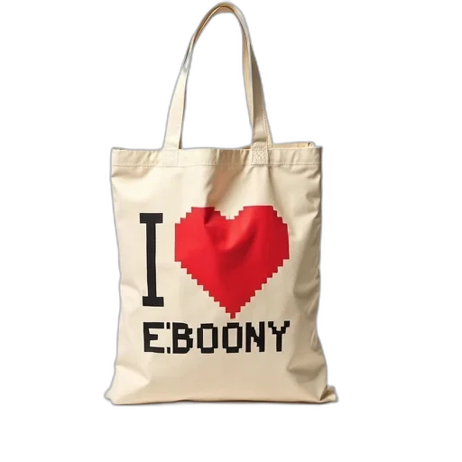 beige, tote, bag, graphic, design, featuring, red, heart transparent PNG cut-out