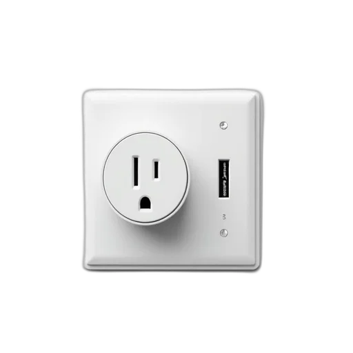 robot, face, 3d render, white, electrical, outlet, two, usb transparent PNG cut-out