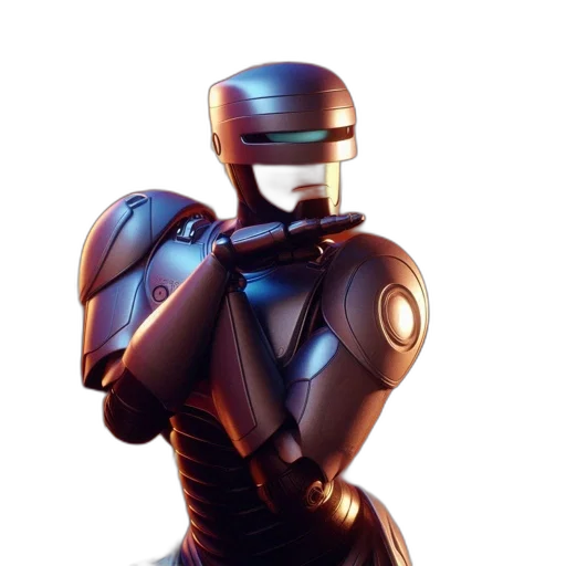 robot, staff, 3d render, concept art, pixel art, fantasy art, outer space, silver transparent PNG cut-out